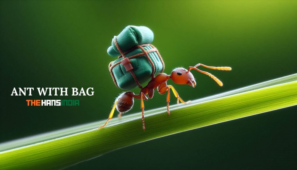 ant with bag